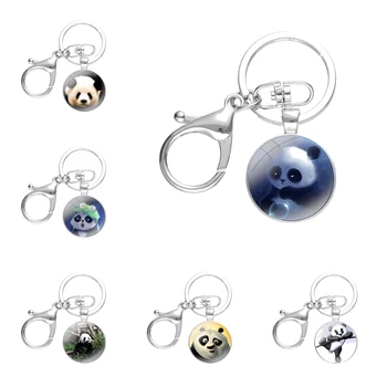 Privjesci za ključeve ručni rad, staklene legure s кабошонами, privjesci, privjesci, sitnice, Beba panda