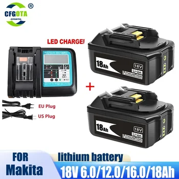 100% baterija baterija baterija baterija Baterija BL1860 18 V 18000mAh Li-ion za Makita 18v Battery BL1840 BL1850 BL1830 BL1860B LXT 400 + Punjač