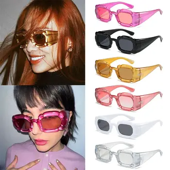 2023 Klasicni Trg sunčane naočale karamela boje, ženske sunčane naočale, modni Ružičaste sunčane naočale u stilu punk, ženske naočale sa UV400 nijansama