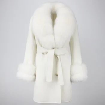 2023 Novi modni zimska jakna, ženski kaput od krzna, mješavinu prirodne vune, Kašmira, Двубортный zonu, Slobodno kaput, Vanjska odjeća