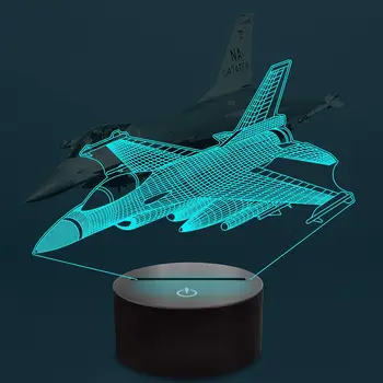 3D Vizualni avion noćno svjetlo Zrakoplov Led lampe za 16 boja Promjena Pametan touch daljinski upravljač led noćni ormarić lampe za čitanje