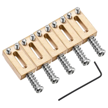 6 kompleta sedla-бриджа za električnu gitaru od punog mesinga, sedlo-most s domaćinom čvrsto niz, sedlo-kod žica (srebrna)