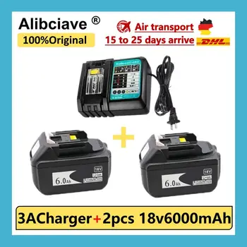 Alibciave Originalna baterija baterija baterija baterija Baterija BL1860 18V 6000mAh Li-ion za Baterije 18v BL1840 BL1850 BL1830 BL1860B + Punjač 3A