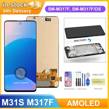 AMOLED Zaslon M31S sa Otiscima prstiju, za Samsung Galaxy M31s M317 M317F Zamjena za LCD zaslon osjetljiv na dodir i Дигитайзером