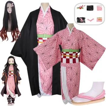 Anime Demon Slayer Kimetsu No Yaiba Незуко Камадо Cosplay Odijelo Незуко Kimono Ženska Uniforma Na Halloween Svečana Odjeća