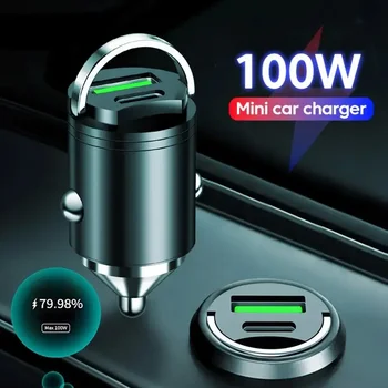 Auto punjač Mini USB C snage 100 W/30 W, adapter za ultrabrzi punjenja PD za iPhone 14 Pro Max 13 12 11 Plus Sumsung iPad