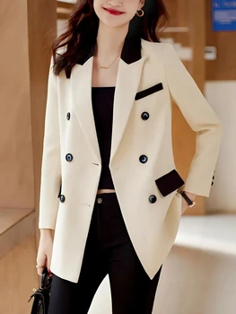 Bijeli blazer Ženski 2023 Novi Proljeće-jesen dizajn Sense Niša Senior Sense Profesionalni slobodno vrijeme kontrast Boja Mali Ženski kostim