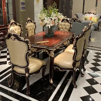 Blagovaona stol i stolice u europskoj neoklasičnom stilu villa suite pravokutni stol s navojem od masivnog drva