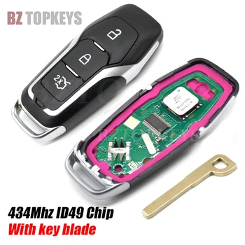 BZTOPKEYS Smart auto bez ključa 3 tipke 434 Mhz ID49 Čip za Ford Mondeo, Kuga Edge Daljinski auto privjesak s oštricom za ključeve