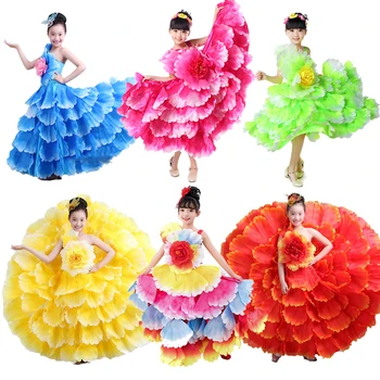 Cvjetnih dekoracija Plus Size Elegantna vjenčanica-kutije za djevojčice, цыганское spanski haljina za flamenco s otvorenim ramenima, kostime za latinoameričke plesove