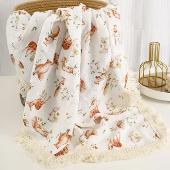 Dječja deka za kolica, муслиновое pamuk, двухслойное, za presvlačenje, s кисточками, deka za novorođenčad, dječja posteljina