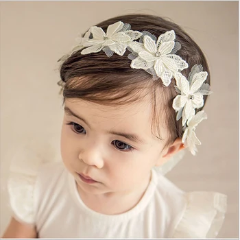 Dječje Povez za glavu s кружевным cvijet za princeze, Pribor za pokrivala za glavu za djevojčice od 0 do 3 godine