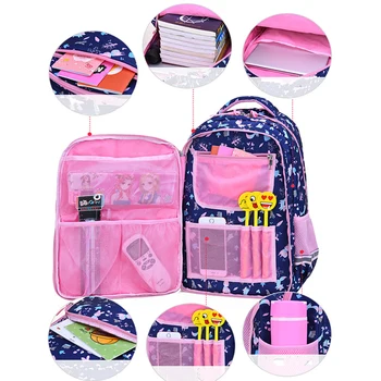 Dječji školski ruksak s cvjetnim uzorkom i crtani po cijeloj površini za djevojčice, ortopedska školske torbe za djevojčice, pogodan za nastavu Sac Mochila
