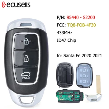 Ecusells P/N: 95440-S2200 FCC ID: TQ8-FOB-4F30 3 Tipke 433 Mhz za Hyundai Santa Fe 2020 2021 Smart Remote Keyless Privjesak za ključeve