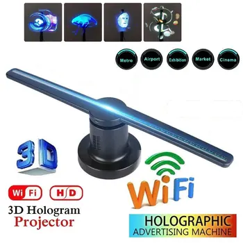 EU Plug 3D 224pcs LED Wifi 16GB Holografski Projektor, Zaslon Ventilator Hologram Oglašavanje Player Led Info Zaslon ACEHE