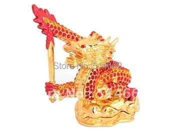Feng shui, Ukrašen dragim kamenjem Crvena metalna statua zmaja Ognjenog Mača, kineski kipovi zmajeva