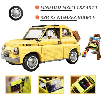 FIT 10271 960PCS Camper Car City FIATED Series Model 500 Buiding Kit Creators Block Bricks DIY Igračke Za Djecu, Poklone Za Rođendan Dječaka