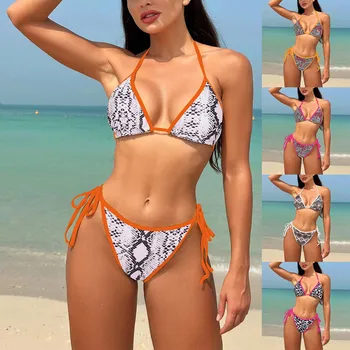 Godišnji seksi bikini set sa po cijeloj površini u stilu indie-folk, odvojene ženske kupaće kostime s присборенной dressing, ženske plažu za kupanje na бретелях, Seksi donje rublje