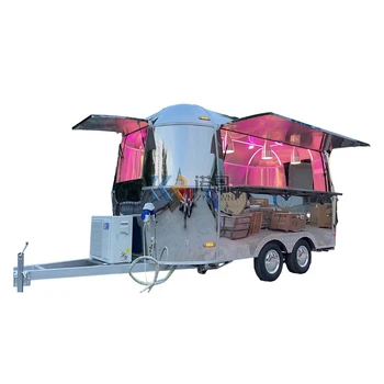 Individualni trailer Air Stream za ugostiteljstvo, čaj s mjehurićima, Kolica brze hrane, Koncesija, pizza, kava, pivo bar, Kamion sa prikolicom za jelo sa svjetlom
