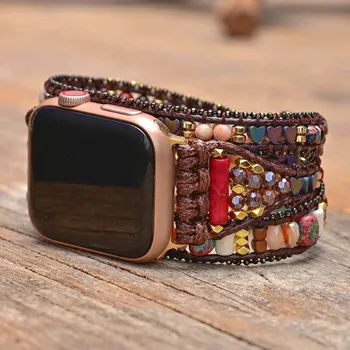 Jedinstveni prirodni kamen, 3 sloja papir, traka za Apple Watch ručne izrade, moderan remen za Apple Watch u boho stilu, Ekskluzivni poklon za prijatelja na Veliko