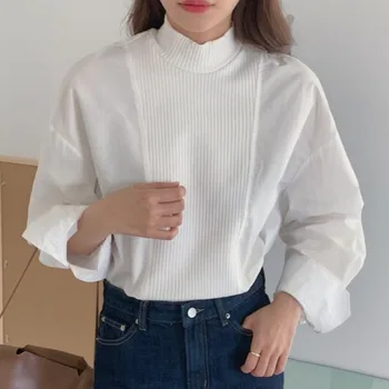 Jesensko-zimskom pulover s полувысоким cutaway, Koreanska verzija pletenje ženske dana u dan-paperjast majice s dugim rukavima i прострочкой