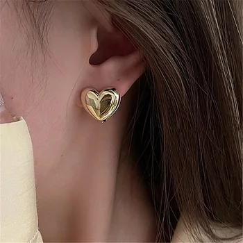 JWER Sprečavaju alergije, naušnice i prsten u obliku srca za žene, Moderan elegantan kopča za uši LOVE Heart, proslava rođendana, Y2K Jewelry New