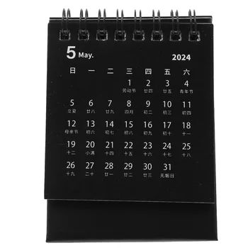 Kalendare na 2024 godine, mini stol, jednostavan stolni planer (Morandi Black) (20239-202412), mali ured