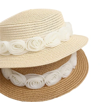 Ljetna Moda солнцезащитная šešir za djecu i djevojke Sa širokim poljima, pletena od cvjetnog slame suncobran, ulica kapu, Plaža panama