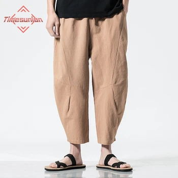 Ljetne Muške hlače 100% pamuk, slobodan hlače veličine do telad, široke ženske sportske hlače u kineskom stilu