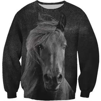Majica sa likom konja, poklon pulover s 3D ispis za Božić, Proljeće/jesen, Unisex, s dugim rukavima i okruglog izreza, prodaja na Veliko
