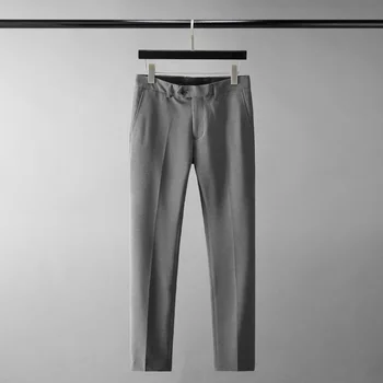 Minglu Proljeće-jesen sive muške hlače, luksuzni однотонный business casual odijelo, muške hlače, modne uske hlače dužine do ankles
