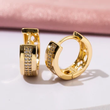 Modni sjajne naušnice, prstenje od zlata 12 mm, luksuzni, otporna na потускнению цирконы Za žene, pribor, nakit