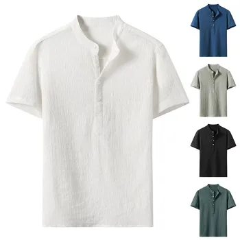 Muška moda proljeće-ljeto casual majicu s kratkim rukavima i rol-bar, gospodo prozračne majice