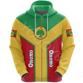 Muška Nova odjeća Afričke regije, majica sa 3D ispisa, svakodnevni Sportska majica sa kapuljačom na munje Oromo Ustajanje, smiješno top u stilu Харадзюку