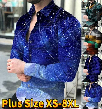 Muška novi modni košulja s ovratnikom i dugim rukavima sa strmom po cijeloj površini, muška jednostavna svakodnevnica muška profesionalna poslovna odjeća XS-8XL