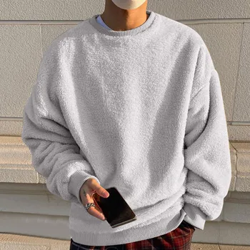 Muška plišani majica okruglog izreza, vrećast puloveri, zimski topli kardigan, univerzalni Korejski modni svakodnevne судадеры sa žice