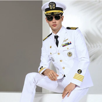 Muške jakne, uniforma, bijela kapetan, pilot zrakoplovne kompanije, kvalitetan yachting odijelo, vojno-pomorska суперформа, vojna uniforma