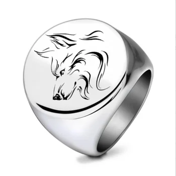 Muški prsten Wolf od nehrđajućeg čelika, Титановое prsten, vodootporan nakit, Šupci, gotički pribor, poklon бойфренду, Слизерин