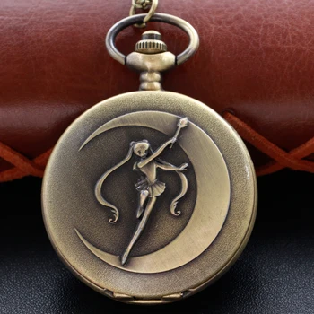 Nova lijepa djevojka Morska Mjesec Rimski digitalni kvarcni džepni sat u Steampunk stilu Ogrlica Ovjes Lanac za sat Muški i ženski poklon