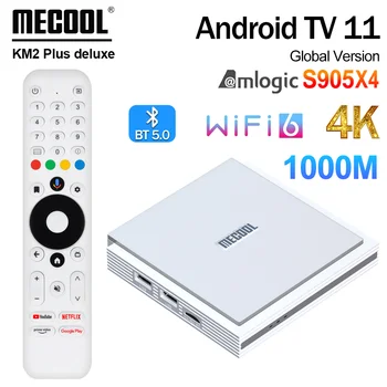 Novi Mecool KM2 Plus Deluxe Android 11 TV Box1000M Amlogic S905X4 4K HD ATV BOX 5G WiFi 6 Dolby Audio Reproduktor pojedinca ili kućanstva