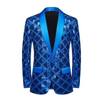 Novi muške casual jednostavan plesni jaknu s masi kvadratni šljokicama, trend personalizirane trendy jaknu