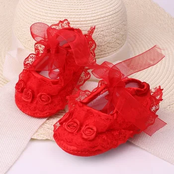 Novorođene Slatka cvjetne čipke cipele princeza s lukom za djevojčice, cipele na meke cipele za djecu, cipele za prve ходунков