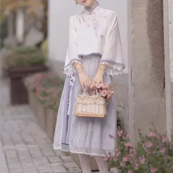 Originalni poboljšanje drevnog stila Hanfu za žene, nova kineska gornja suknja-ципао, haljina Hanfu, komplet od 2 predmeta