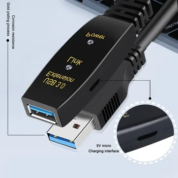 Produžni kabel USB 3,0 5 M 10 M s pojačalom USB 3.0 Tipa A i od muškaraca i žena Produžni USB 3.0 Kabel-repeater Kabel