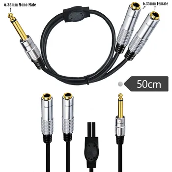 Produžni kabel Y-tipa od jednog minuta i dva 6,35 mm монофонических okruglih do dva 6,35 mm gnijezdo аудиоколонок