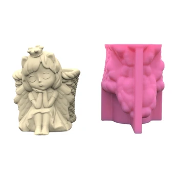 Silikonska forma za cvjetni Lonac M2EA, Beton, Cement, 3D Oblik za cvjetni lonac s Djevojkom-Anđeo, Gips