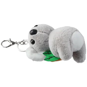 Siva fluffy privezak za ključeve, atraktivan mali slatka privjesak sa medo, koala, pliš igračke od polipropilena za miss