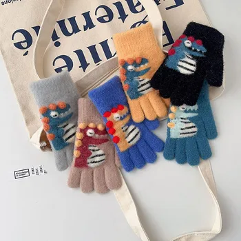 Slatka dječja rukavice s dinosaura, zimske tople pletene rukavice s punim prstima za djecu, crtani običan dječji rukavice za dječake i djevojčice