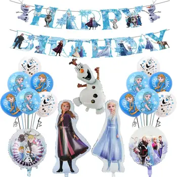 Smrznuto baloni, dekoracija zurke Disney Princeze Anne Эльзы, Banner Sretan rođendan, Topper za tortu za djevojčice, Jednokratni pribor za jelo, balon