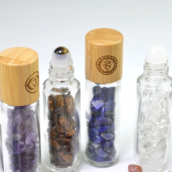 Stakleni roll eteričnog ulja Doterra volumena 10 ML na bočice za parfem, posude za višekratnu upotrebu parfema sa svojim rukama, bambusa poklopac, bambus valjak na bočicu